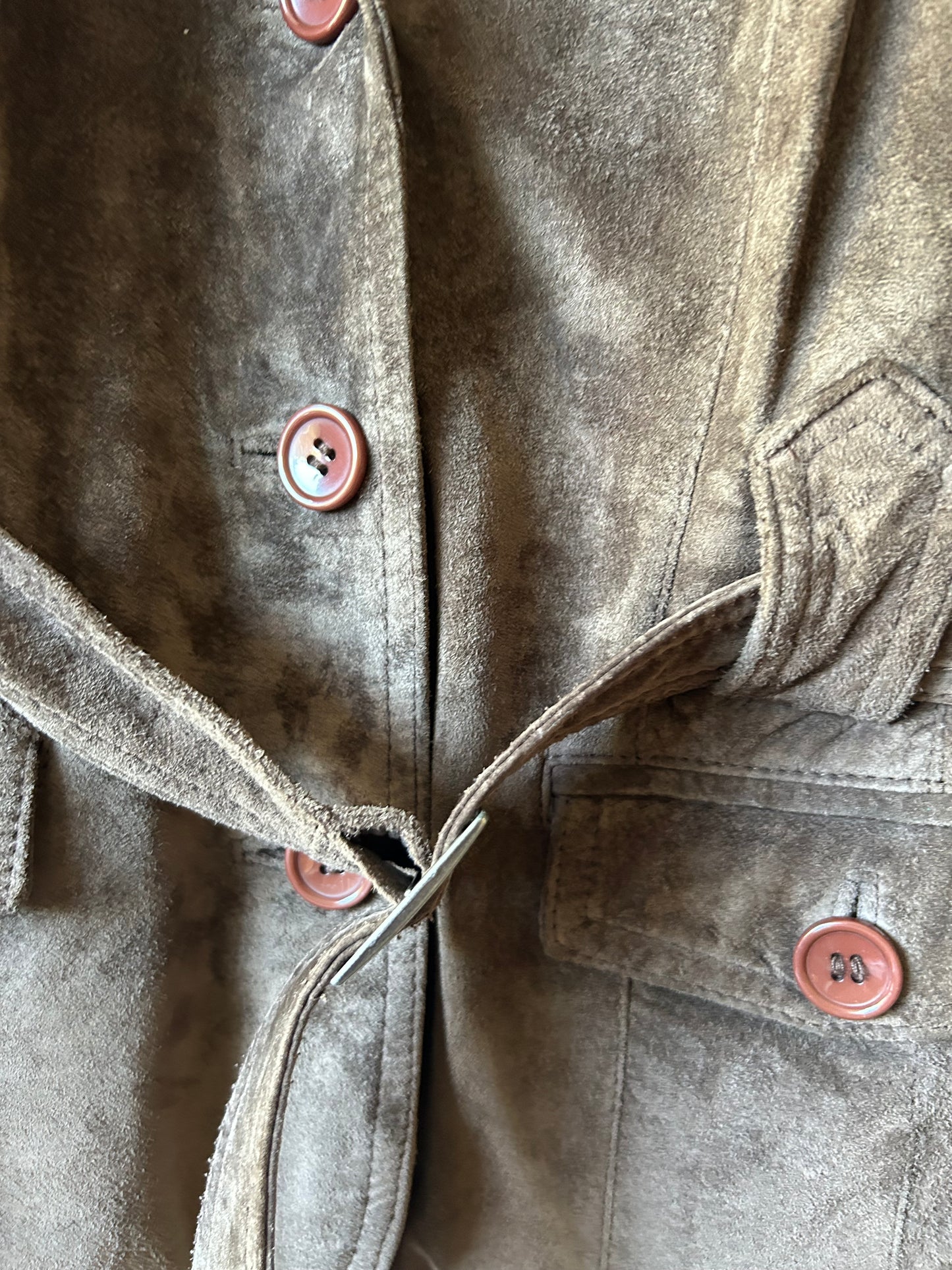 Belted suede jacket