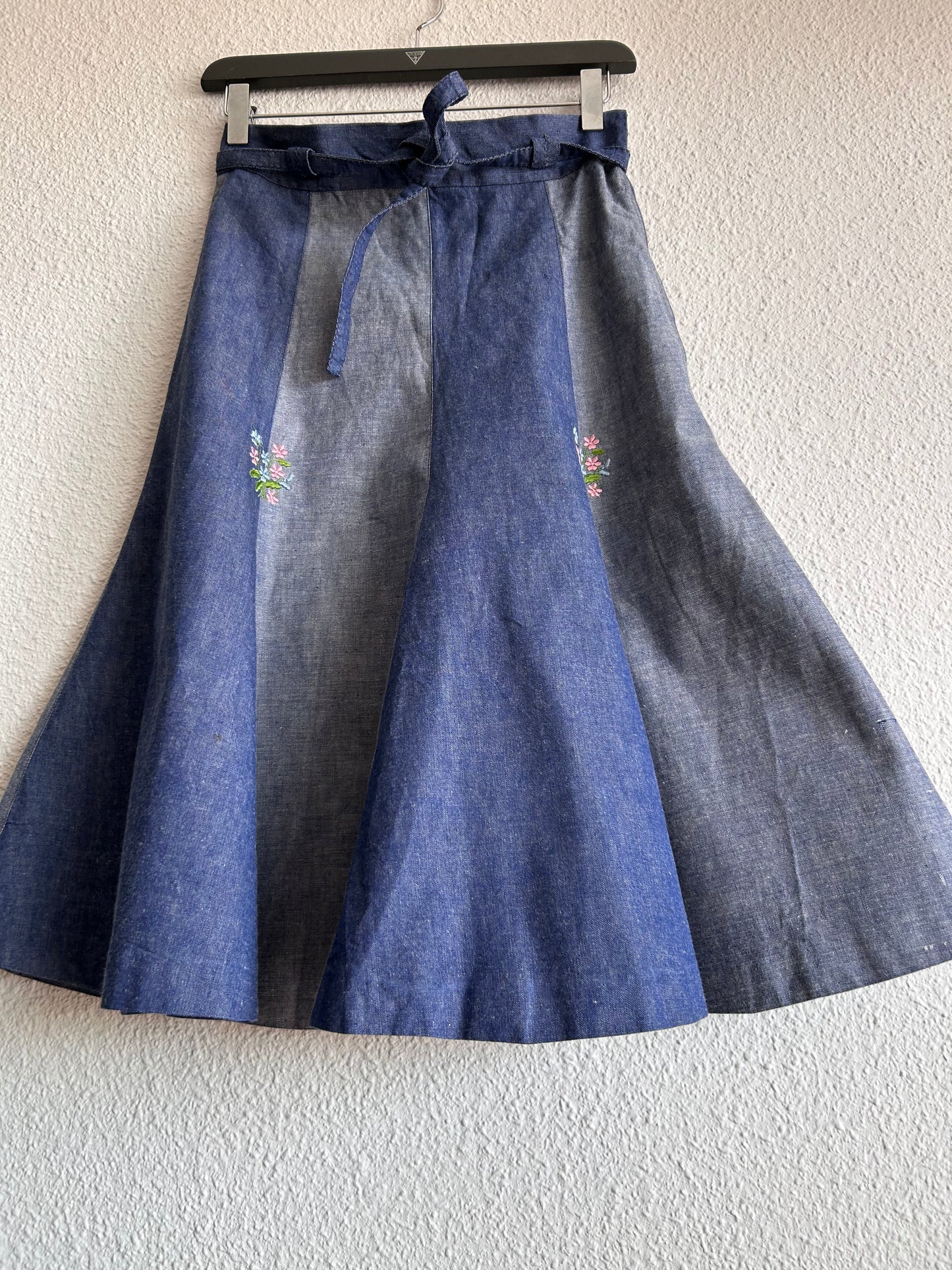 Vintage flared denim skirt