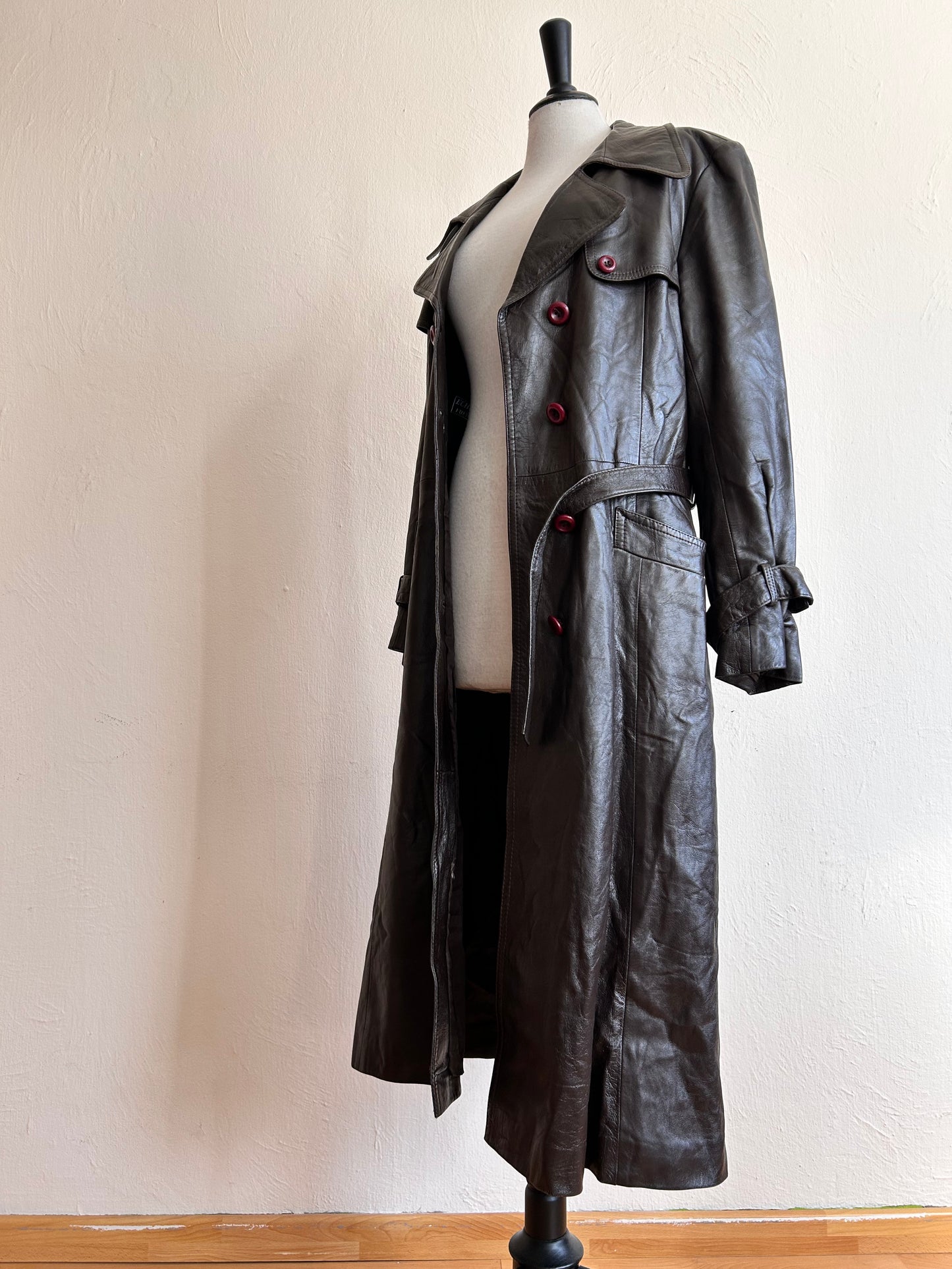 70s leather trench coat