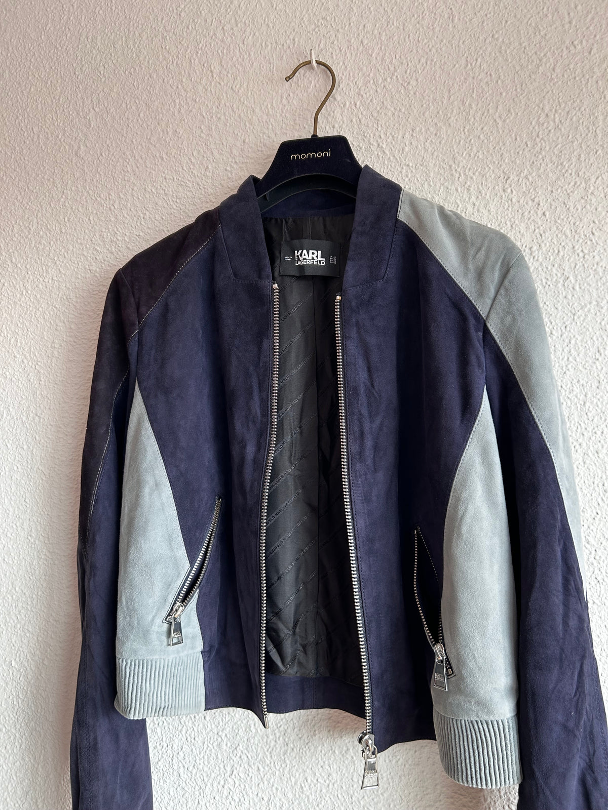 Karl Lagerfeld Colorblock Suede Bomber Jacket - EU 34 / FR 36 / IT 40⁠