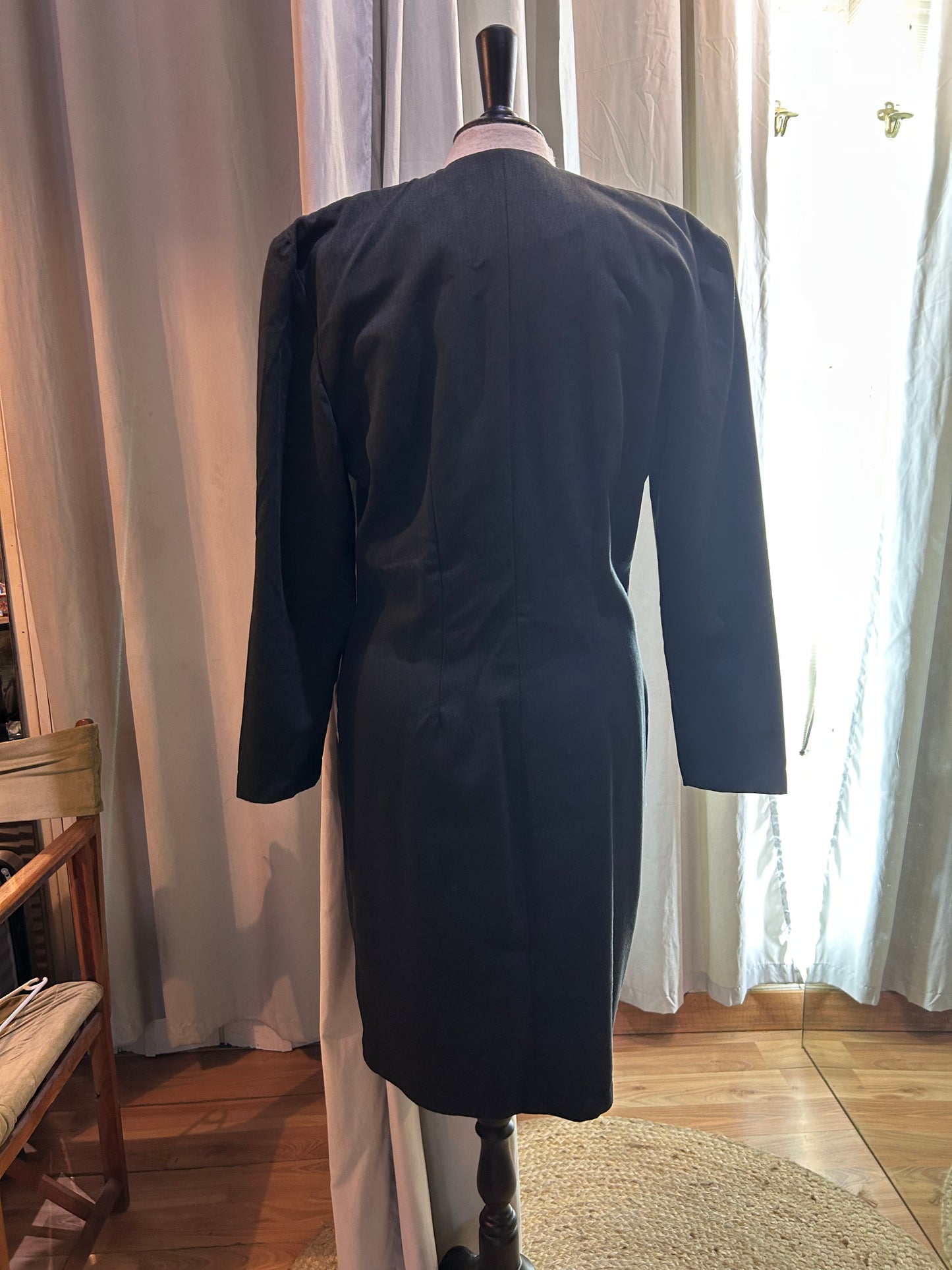 Vintage Mikael's Paris 80s Tuxedo Dress | Black & White Power Suit Dress (Size FR 1)