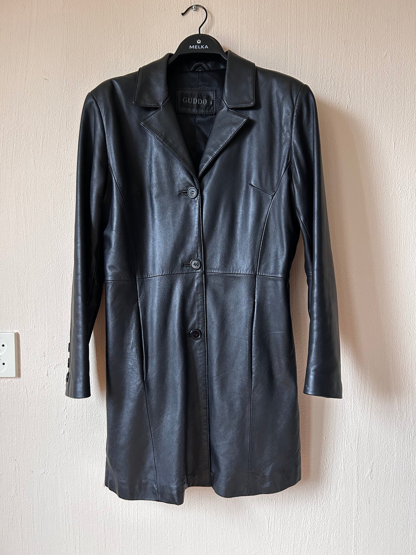 Vintage black leather coat