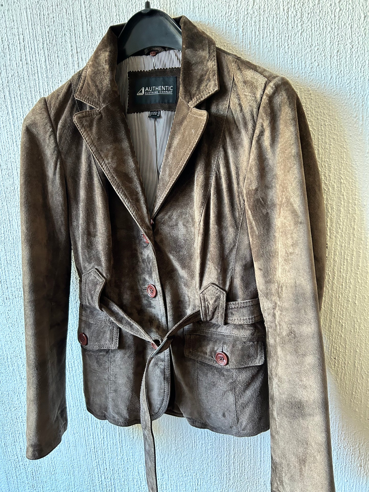 Belted suede jacket