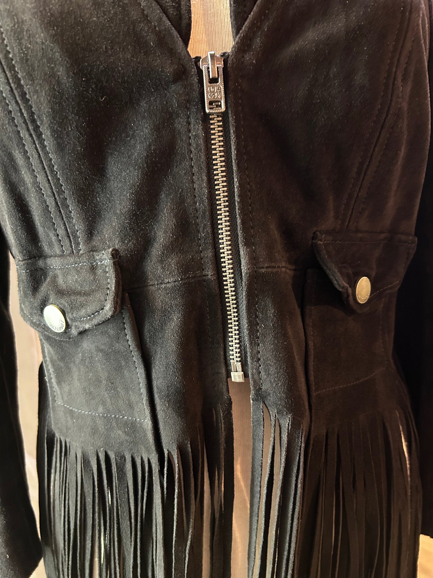 Superdry suede fringe crop (S)