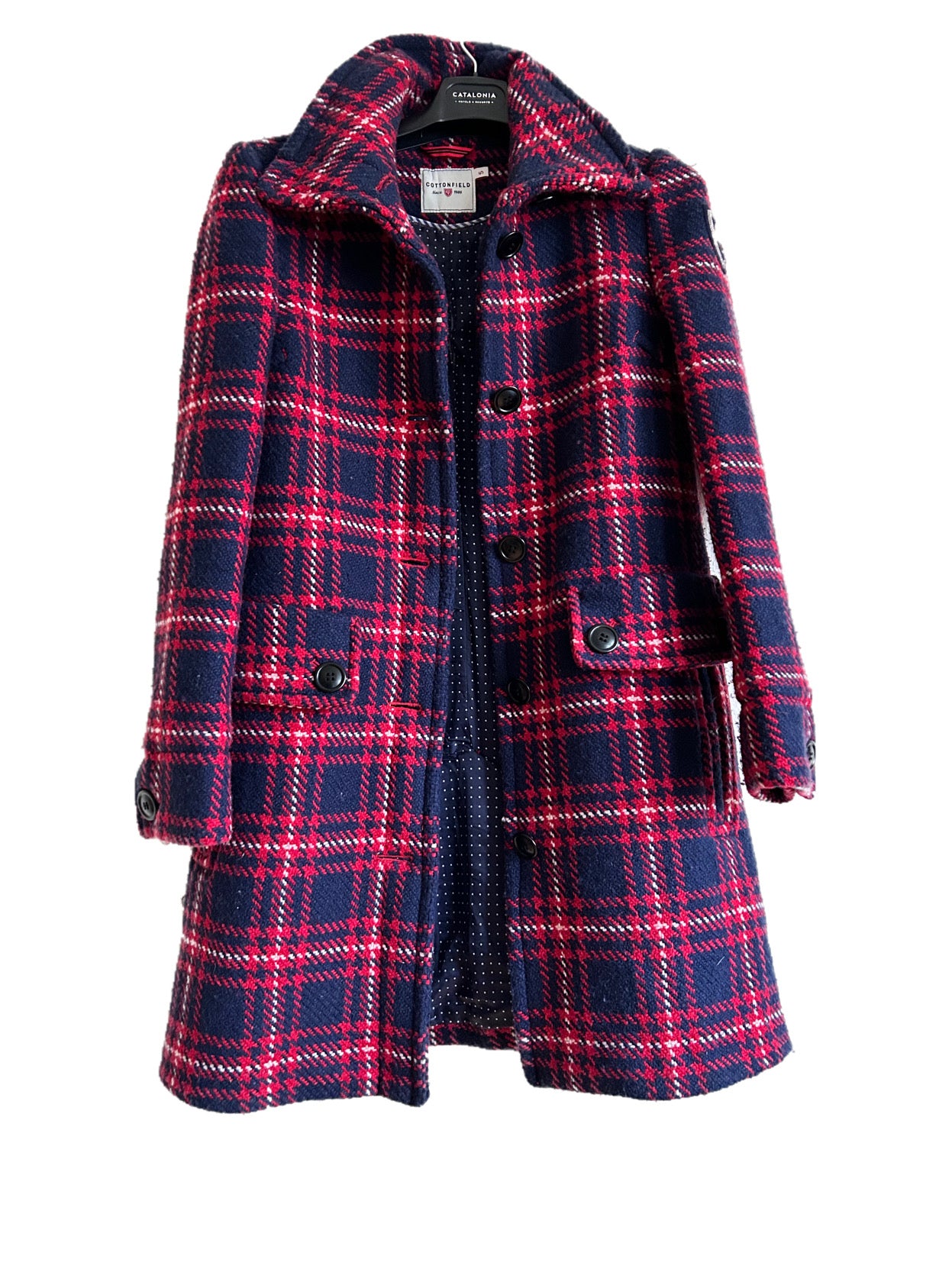 Checkered wool winter coat