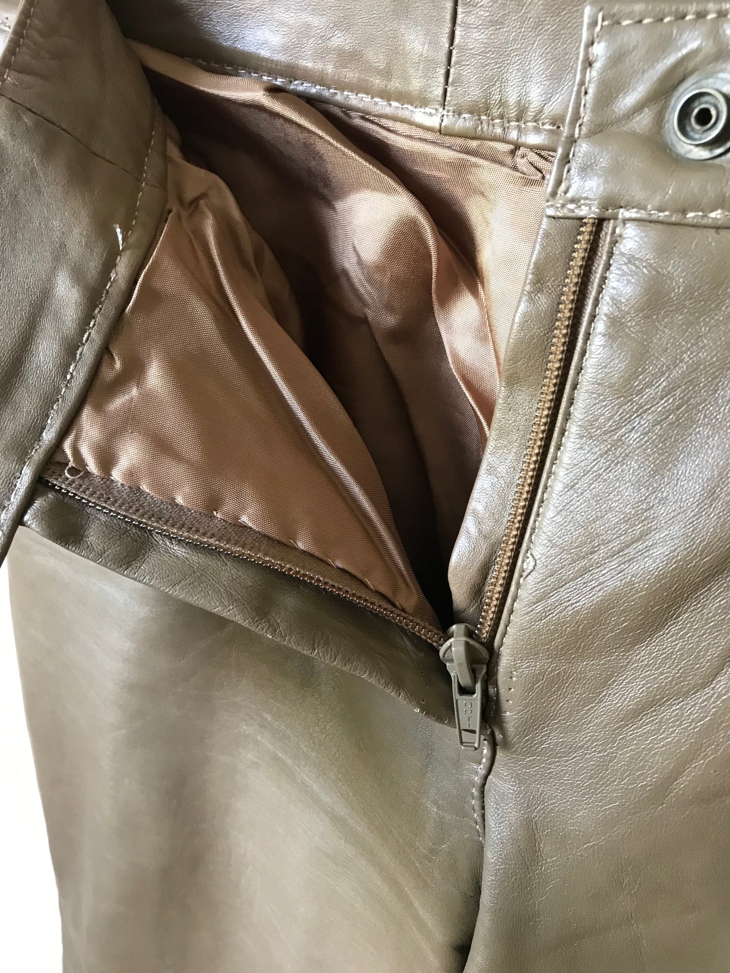 Khaki leather pants