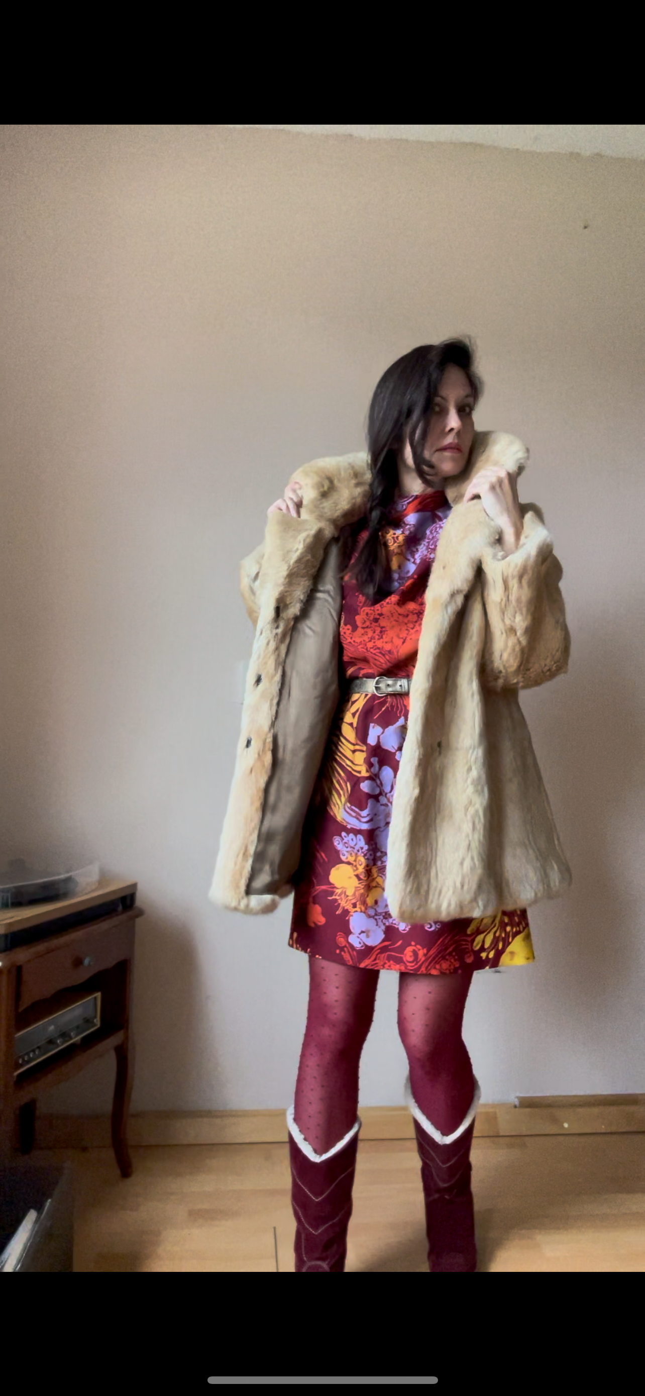 Fox fur vintage coat