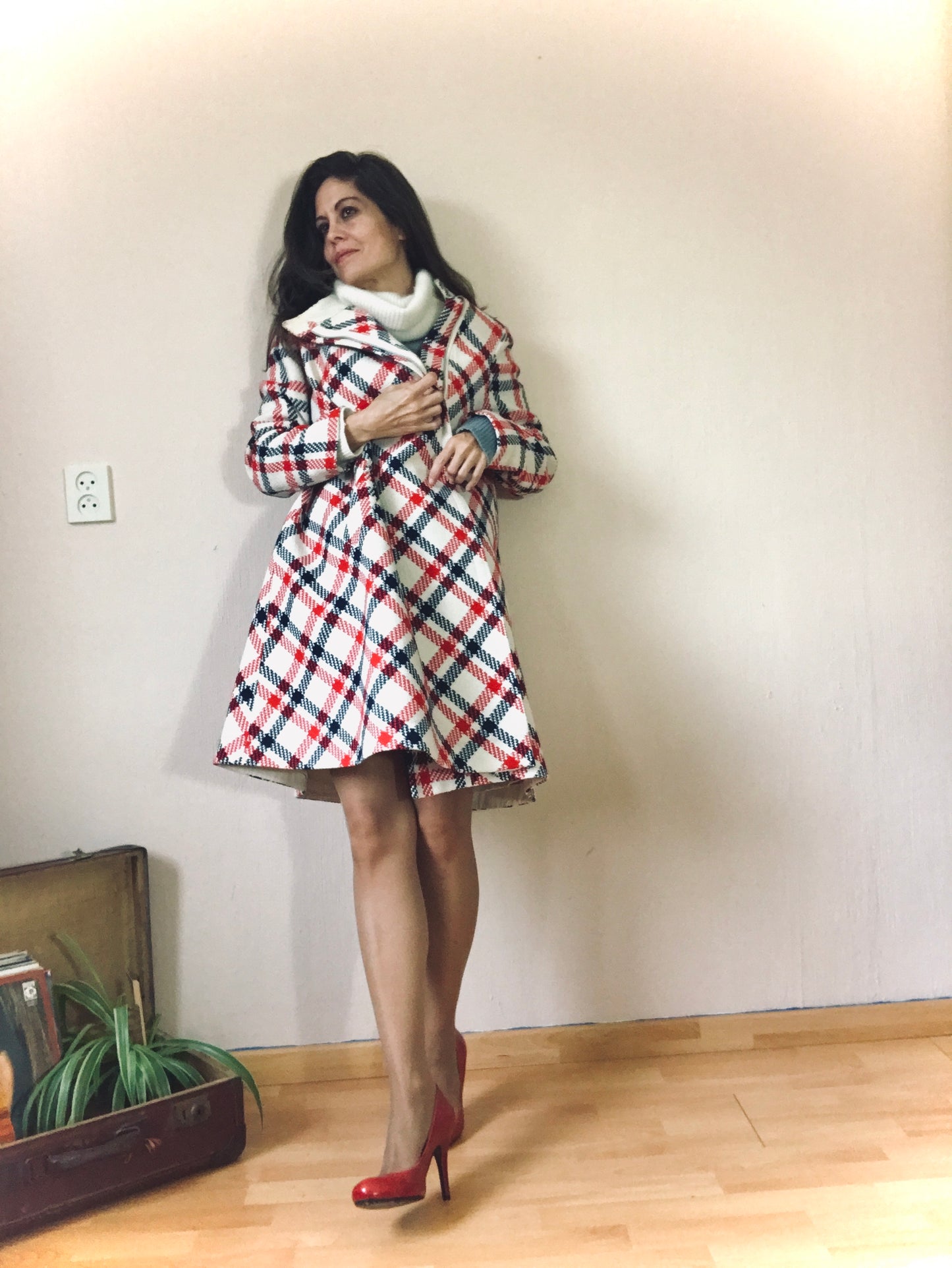 70s plaid coat