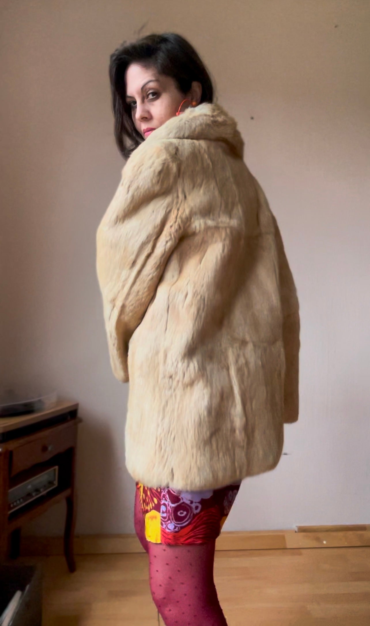 Fox fur vintage coat