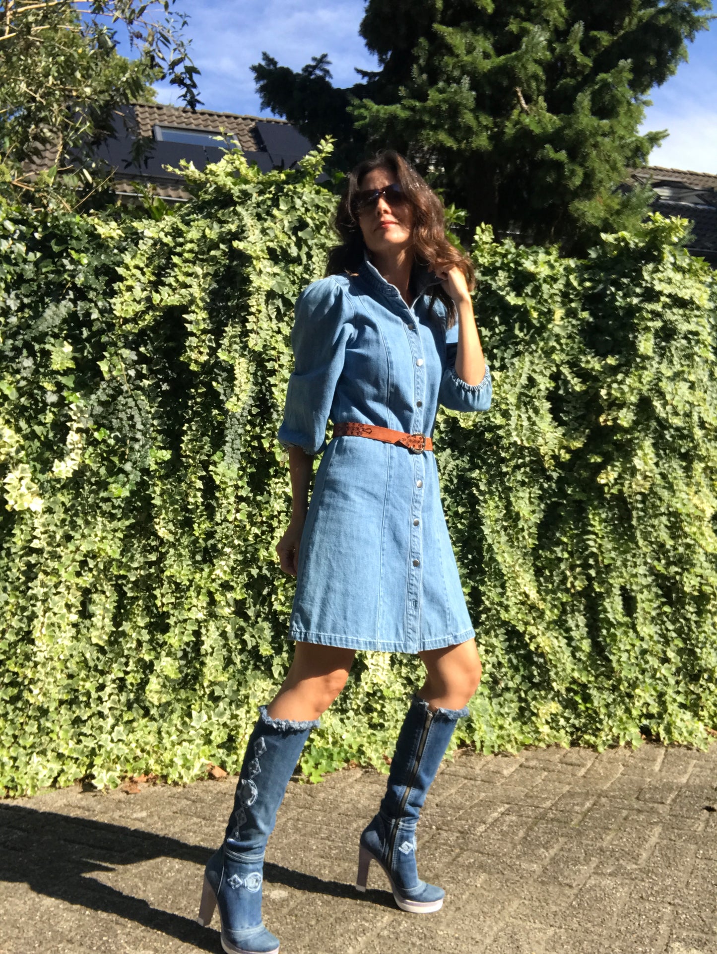 Denim boots