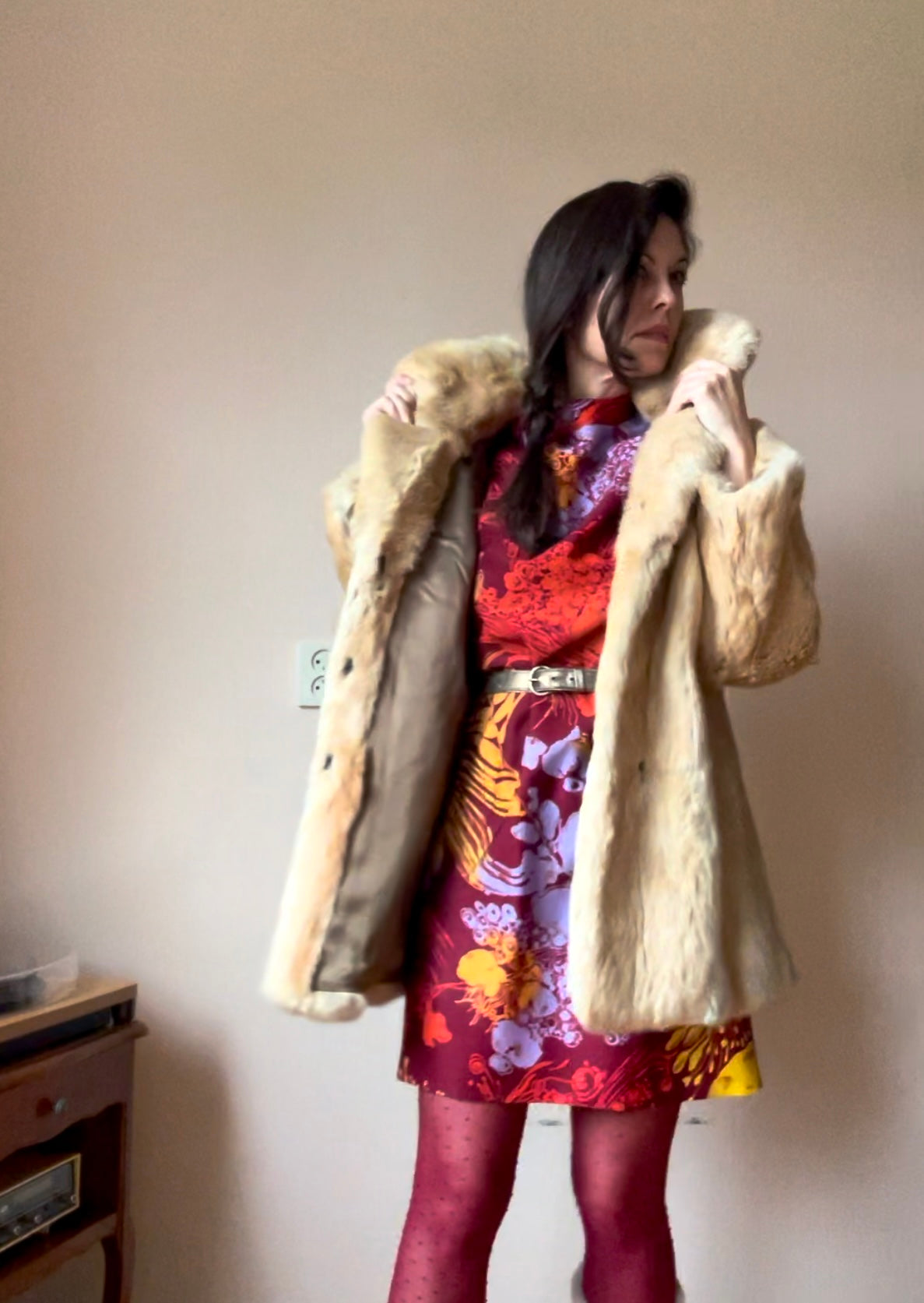 Fox fur vintage coat