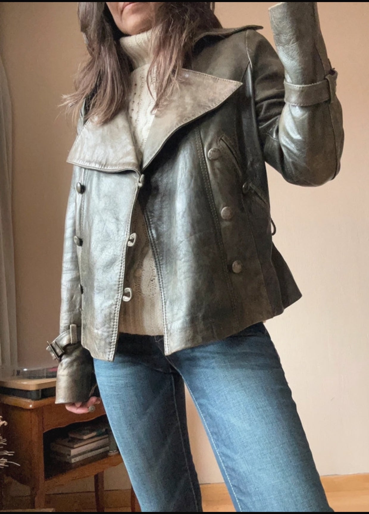 Vintage leather biker jack 42