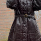 Leather trench coat with padded lining