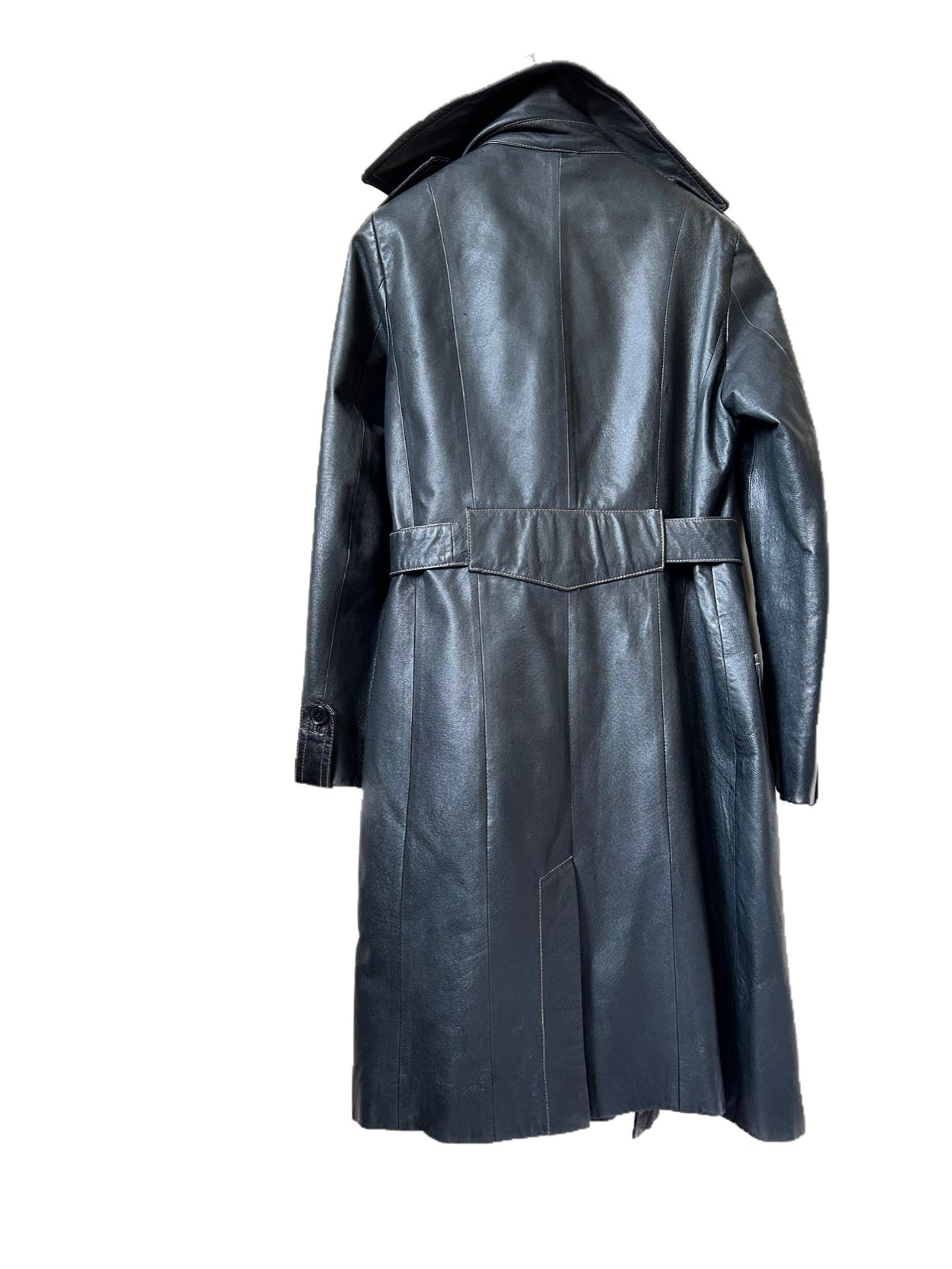 Leather trench-coat