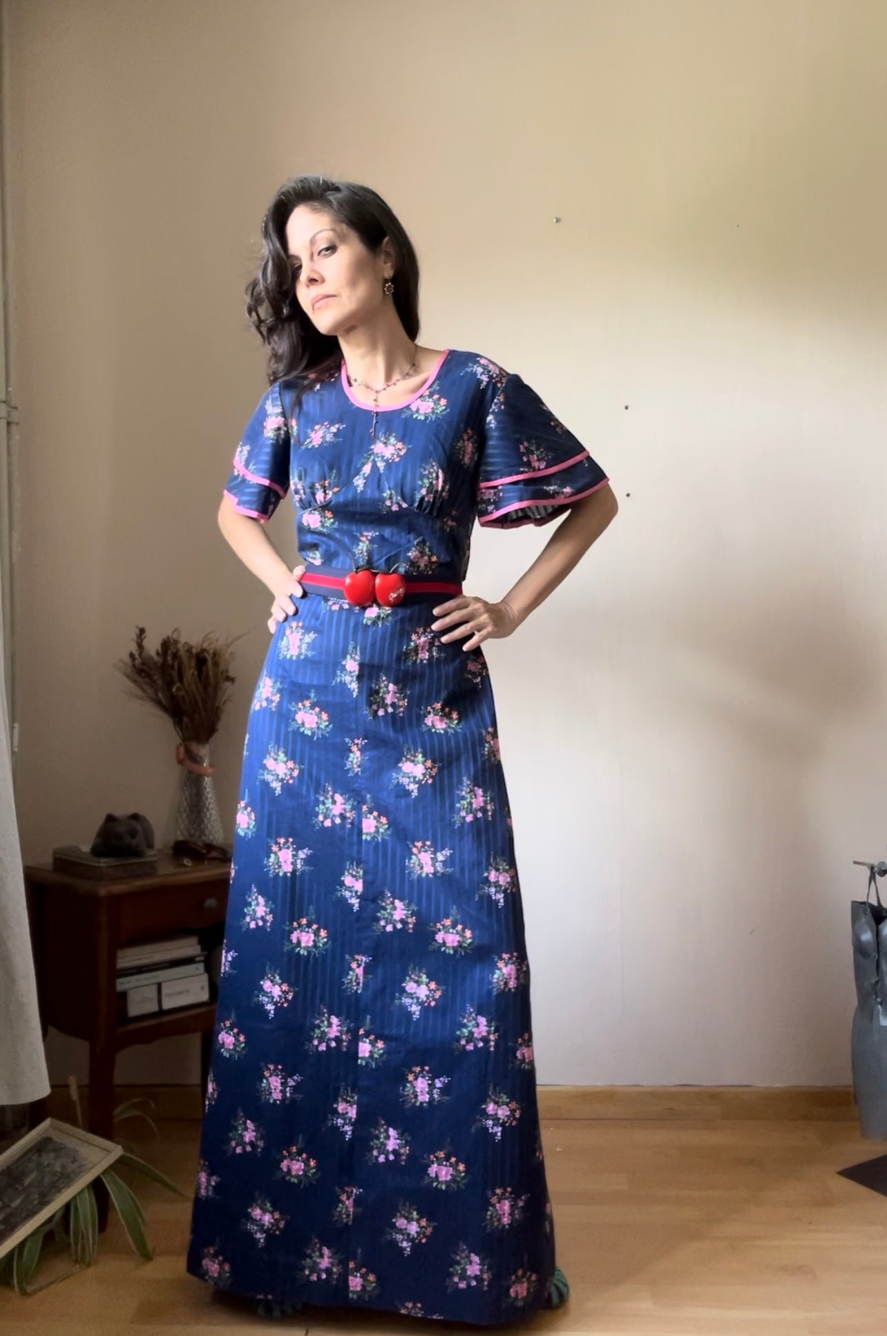 70s flared sleeve maxi dress