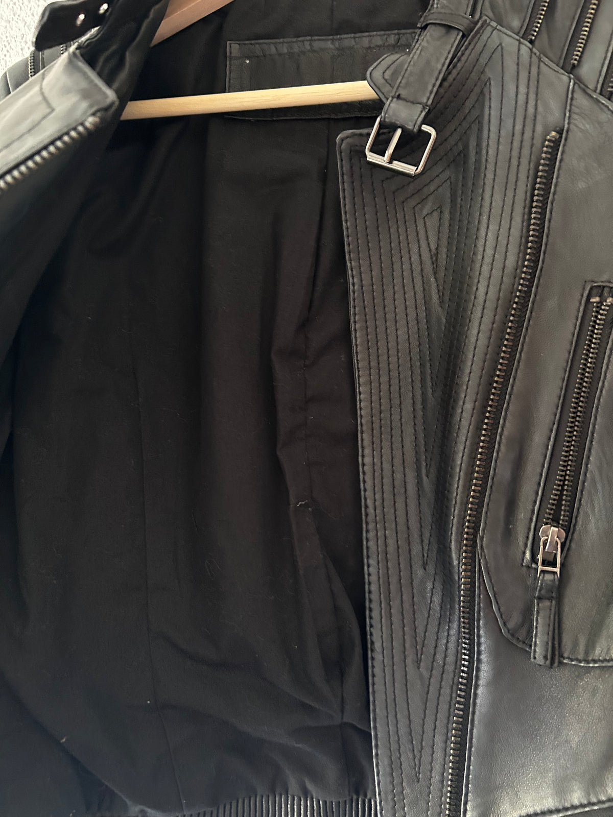 Black soft leather biker