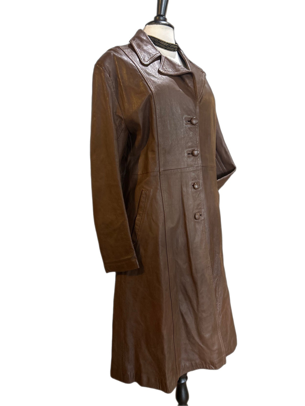 70s leather trench coat