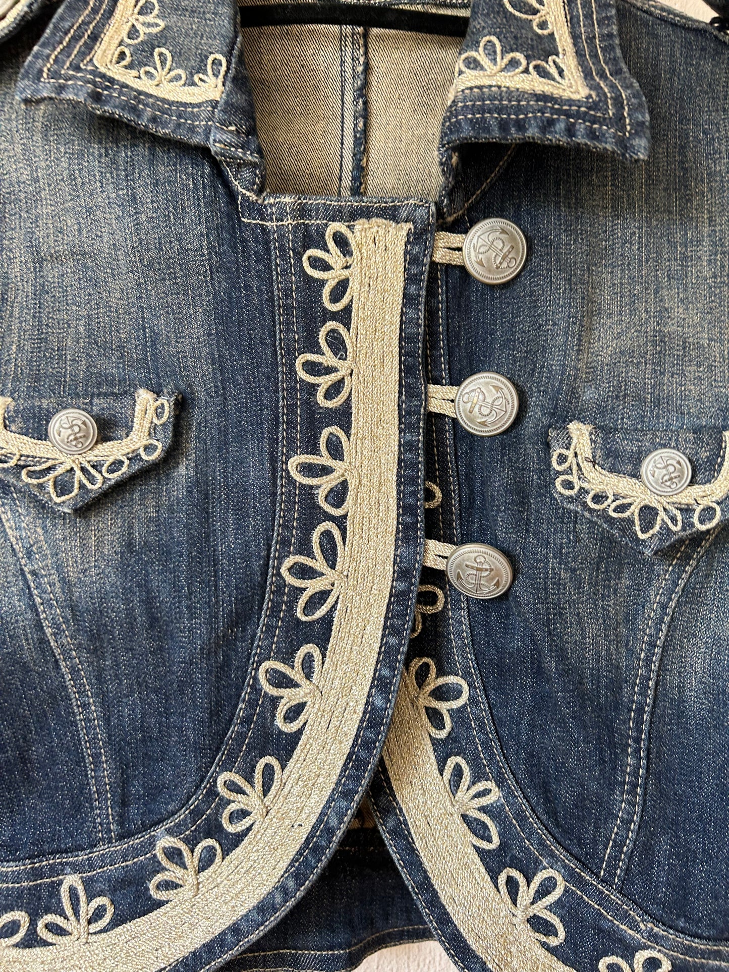 Embroidered denim bolero