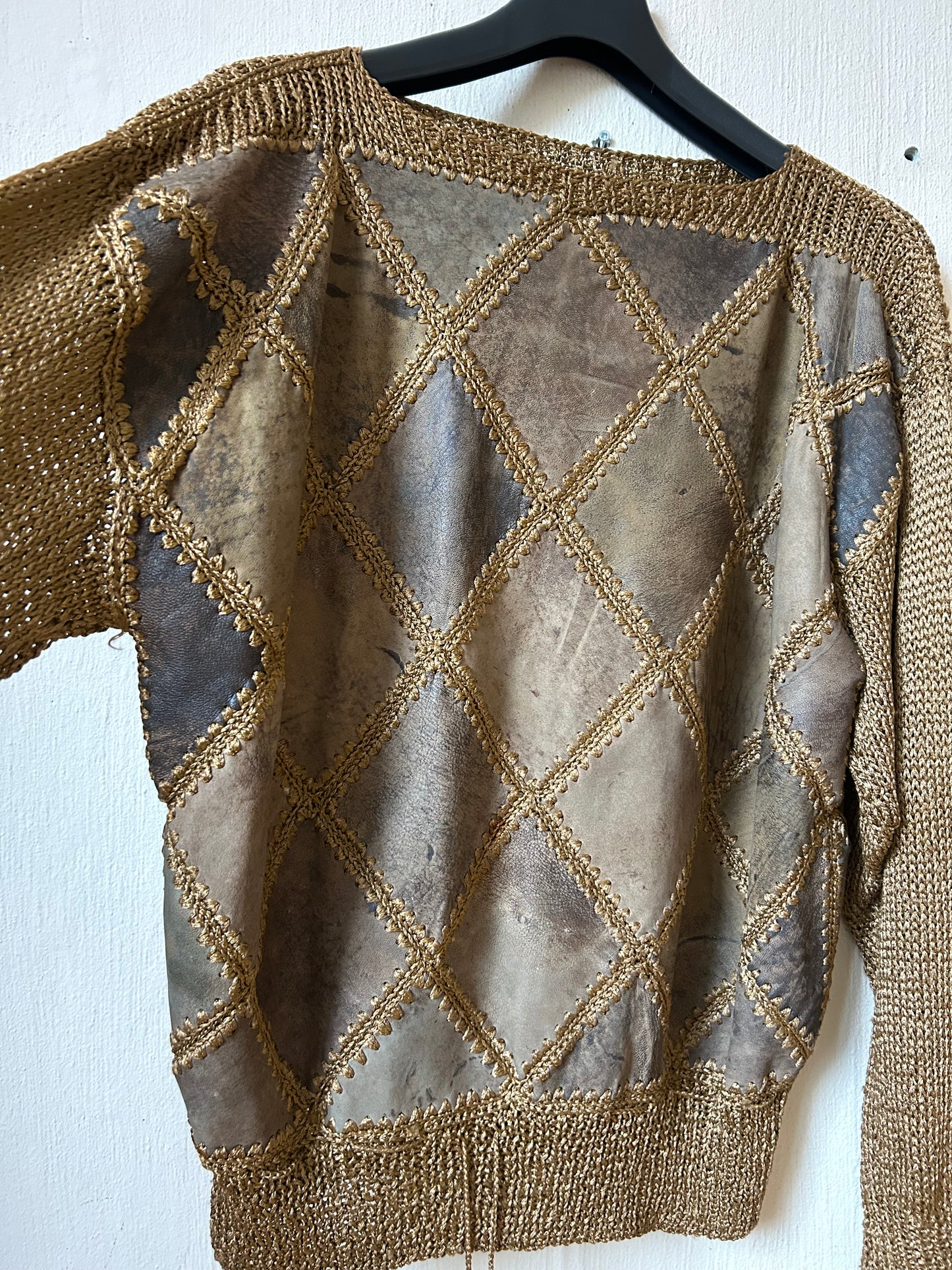 Vintage sweater with leather patches