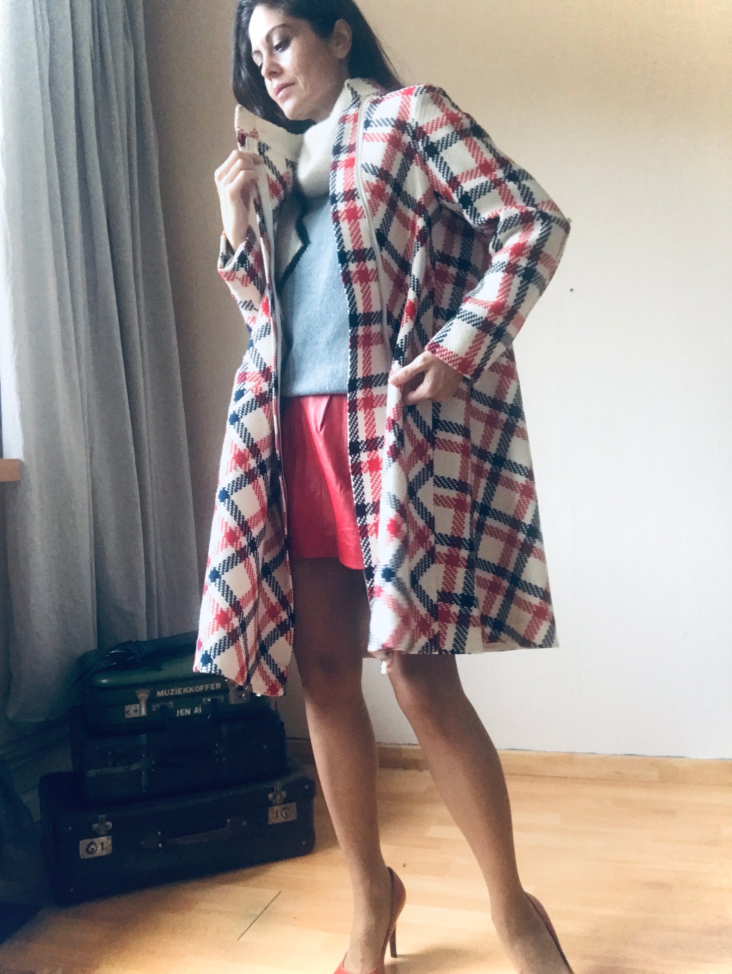 70s plaid coat