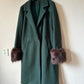 Vintage coat with faux fur cuffs (S)