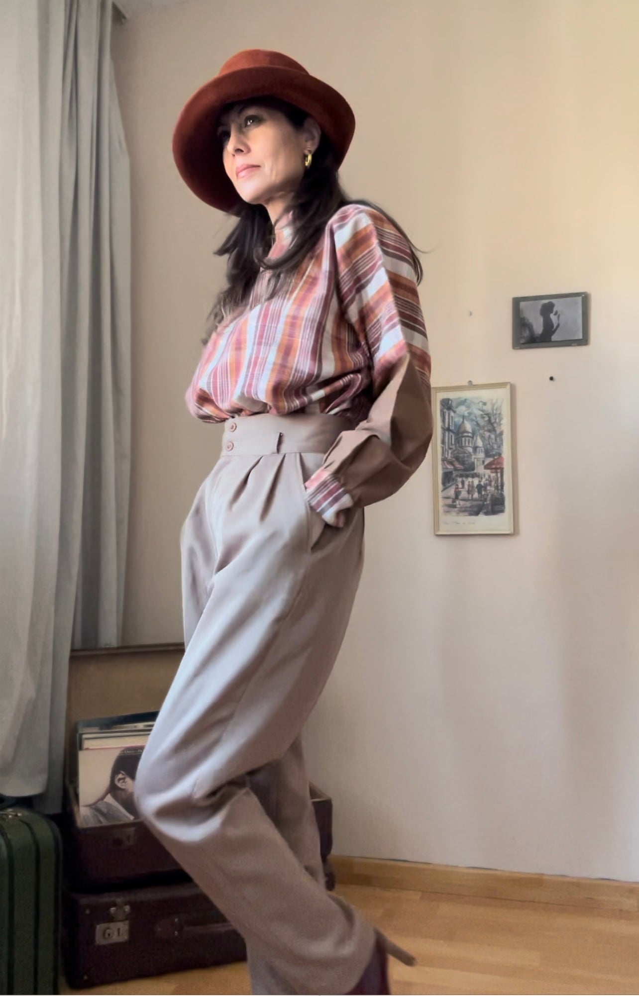 Pleated high waist pants