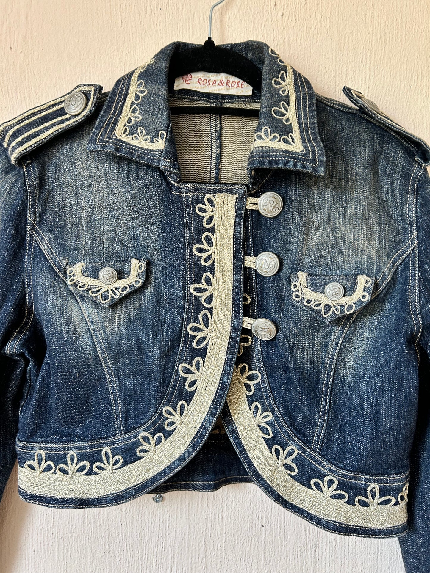 Embroidered denim bolero