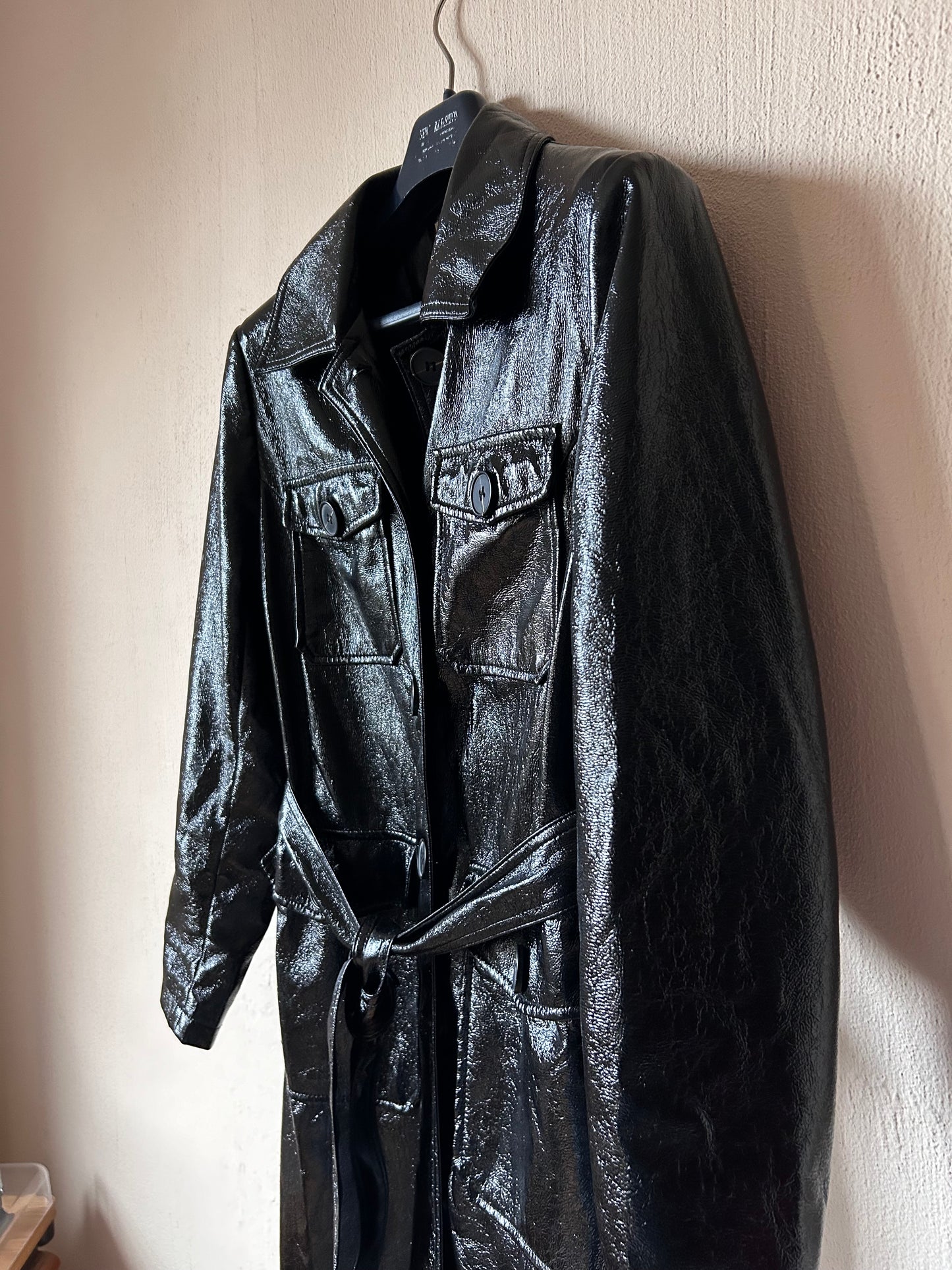 Noize vegan leather trench coat