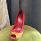 Gucci Tricolor Suede Peep-Toe Platform Pumps - Size 37.5 C⁠