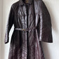 Leather trench coat with padded lining