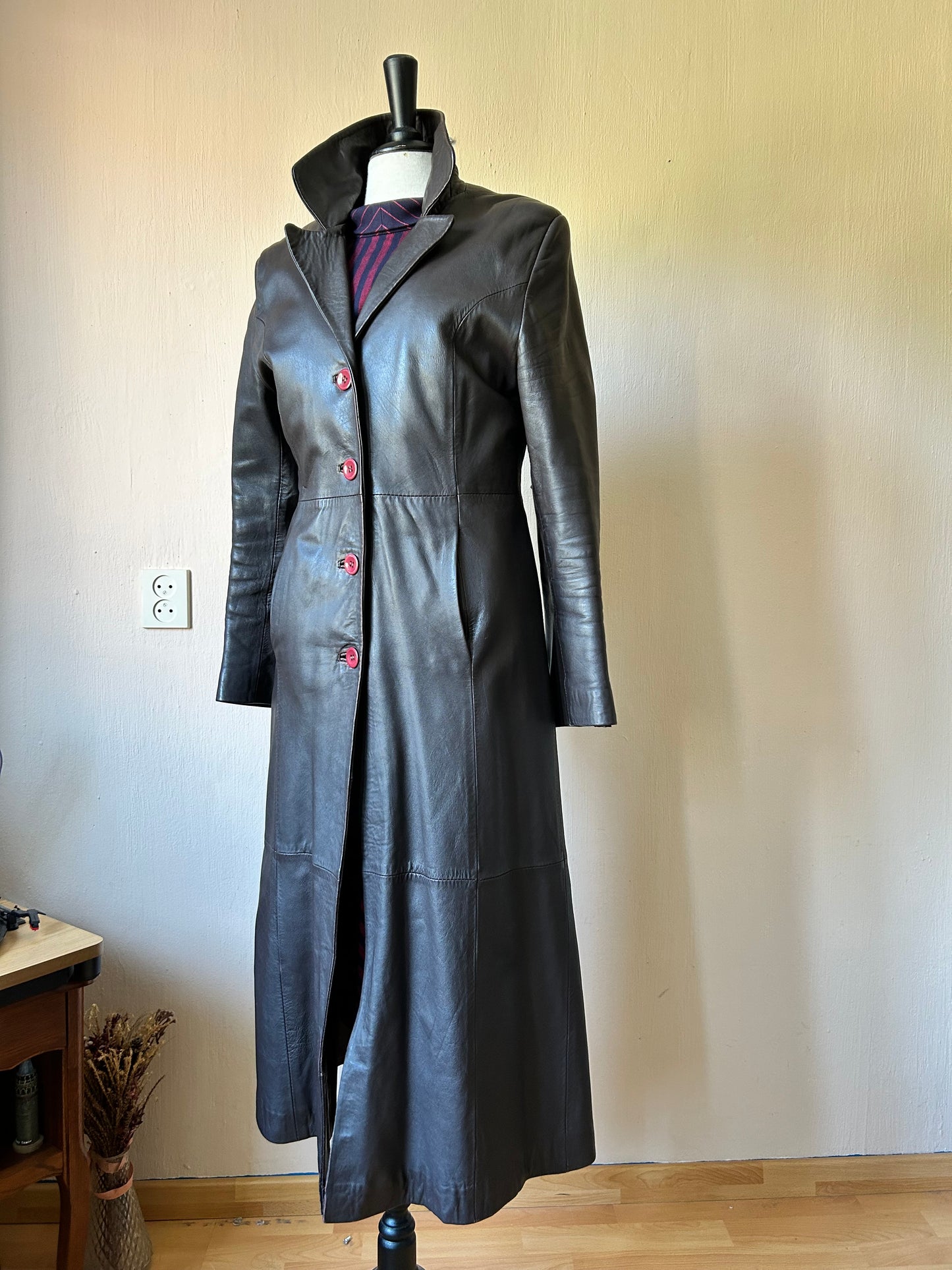 Vintage maxi leather coat