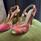 Emporio Armani Pink Suede & Mustard Yellow Leather Heeled Sandals (Size 37)