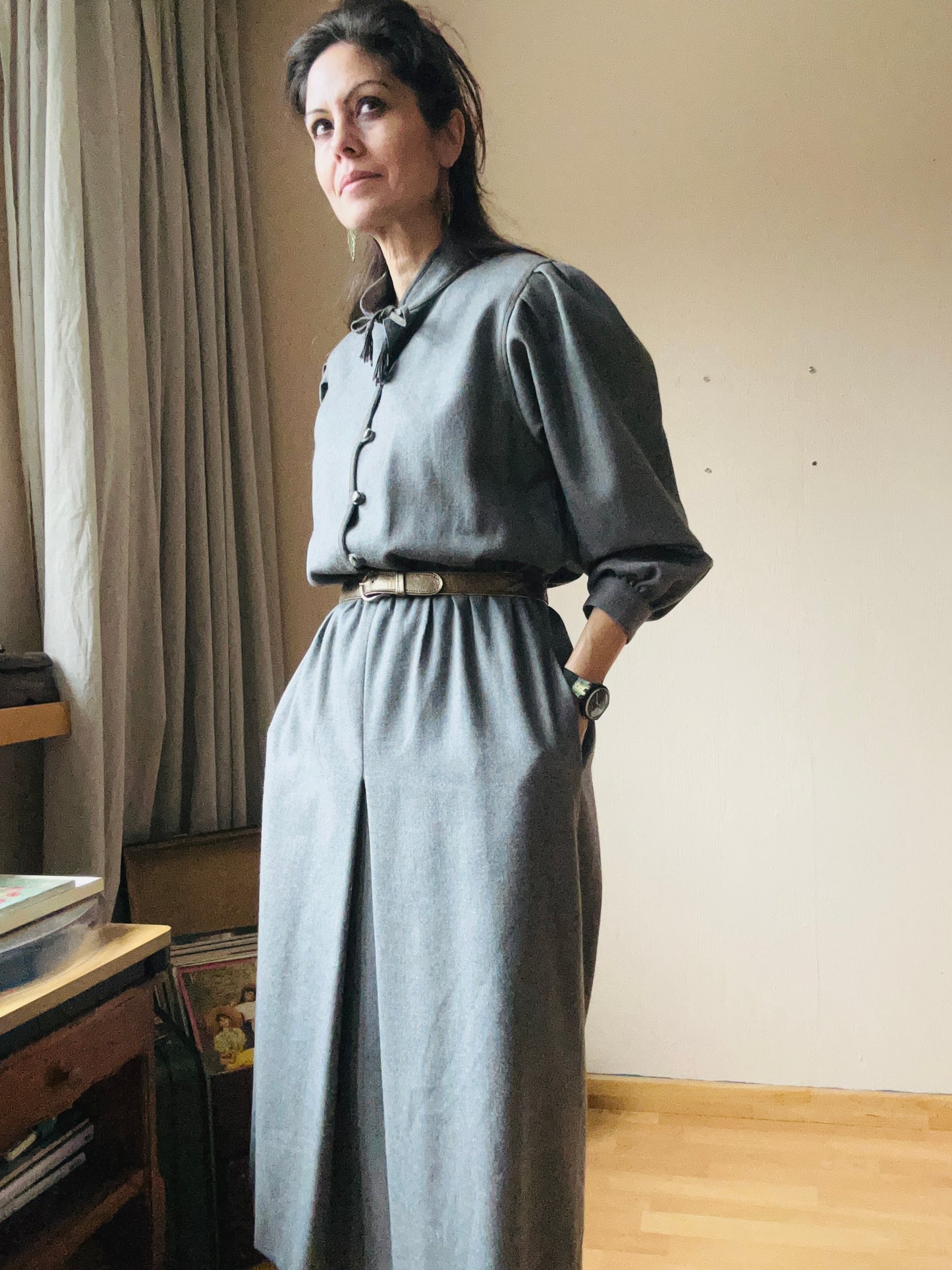 Belted wool dress