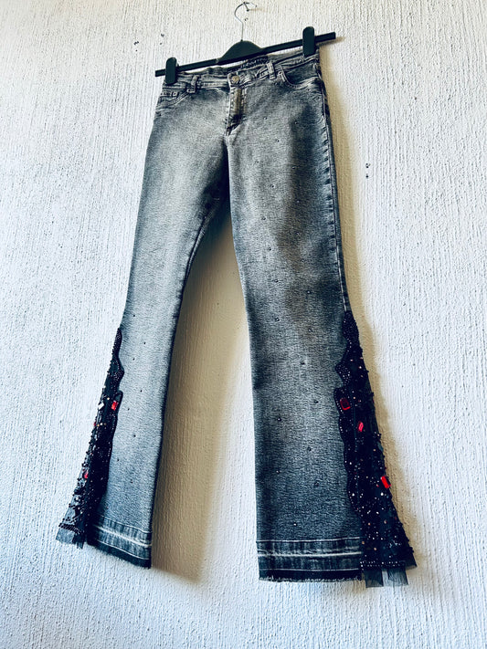 Vintage sequin flared jeans