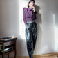 High waist pleated leather pants