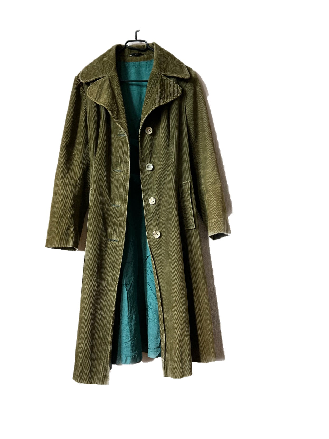 Maxi corduroy belted trench coat