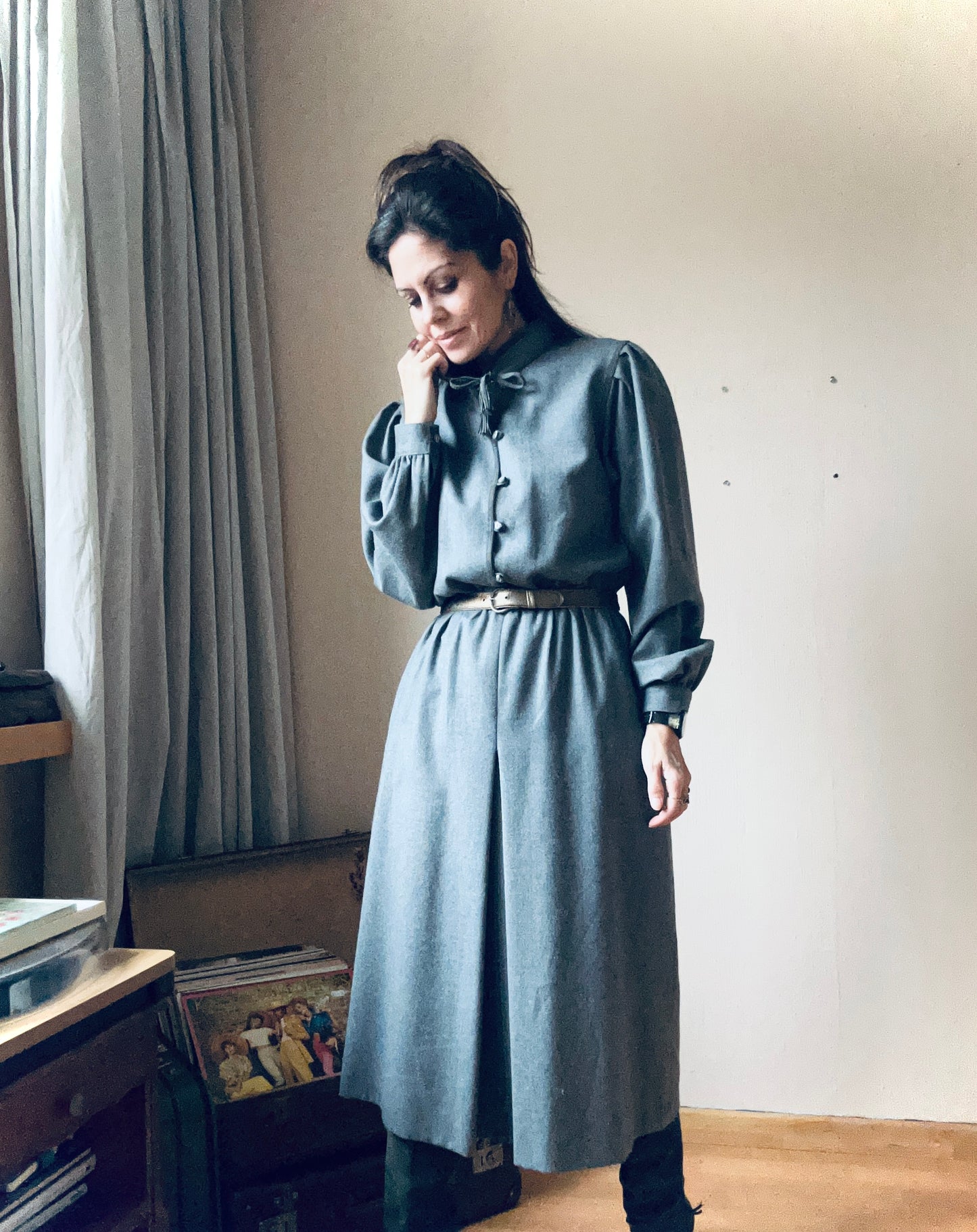 Belted wool dress