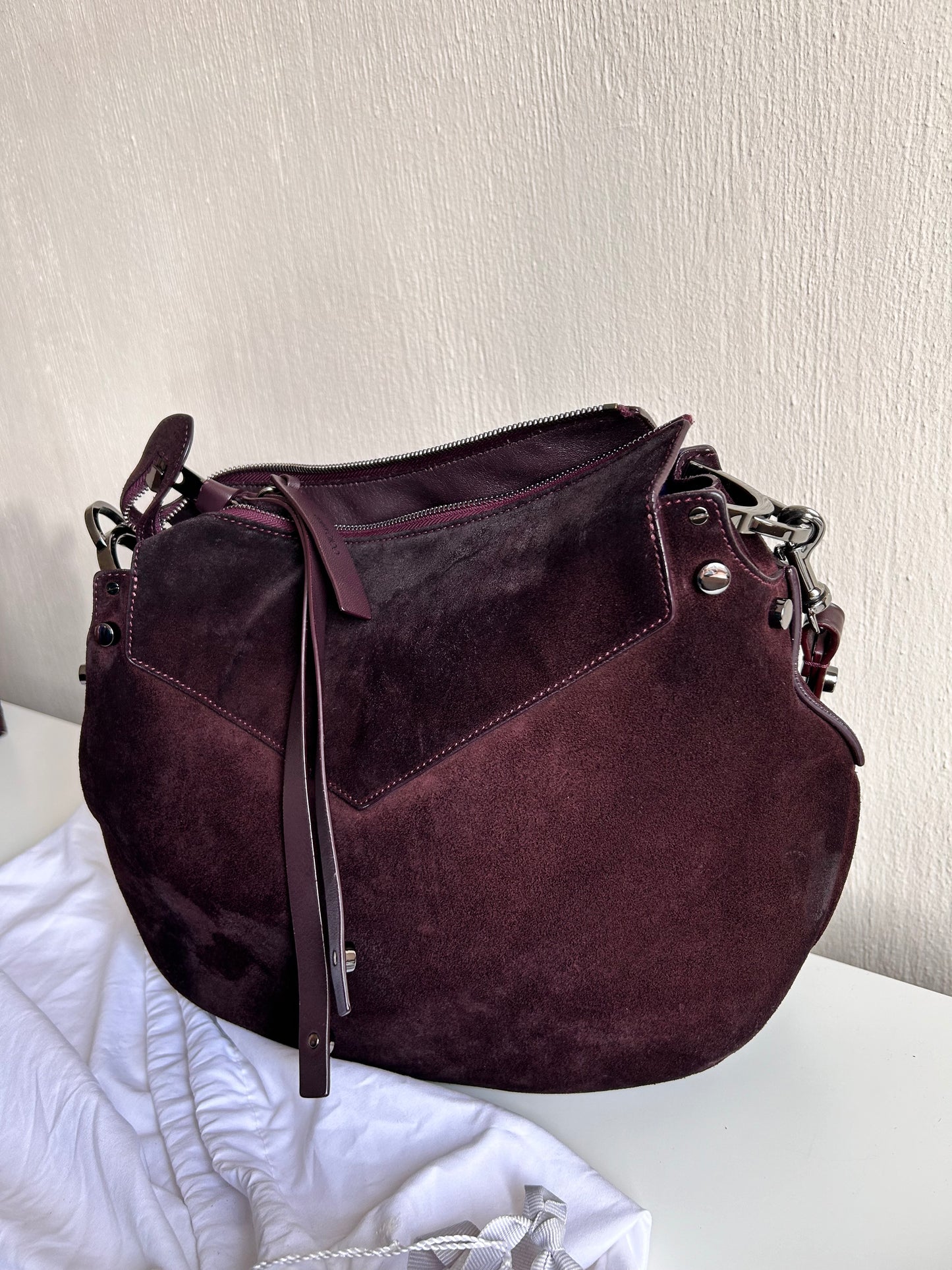 Jimmy Choo burgondy suede shoulder bag