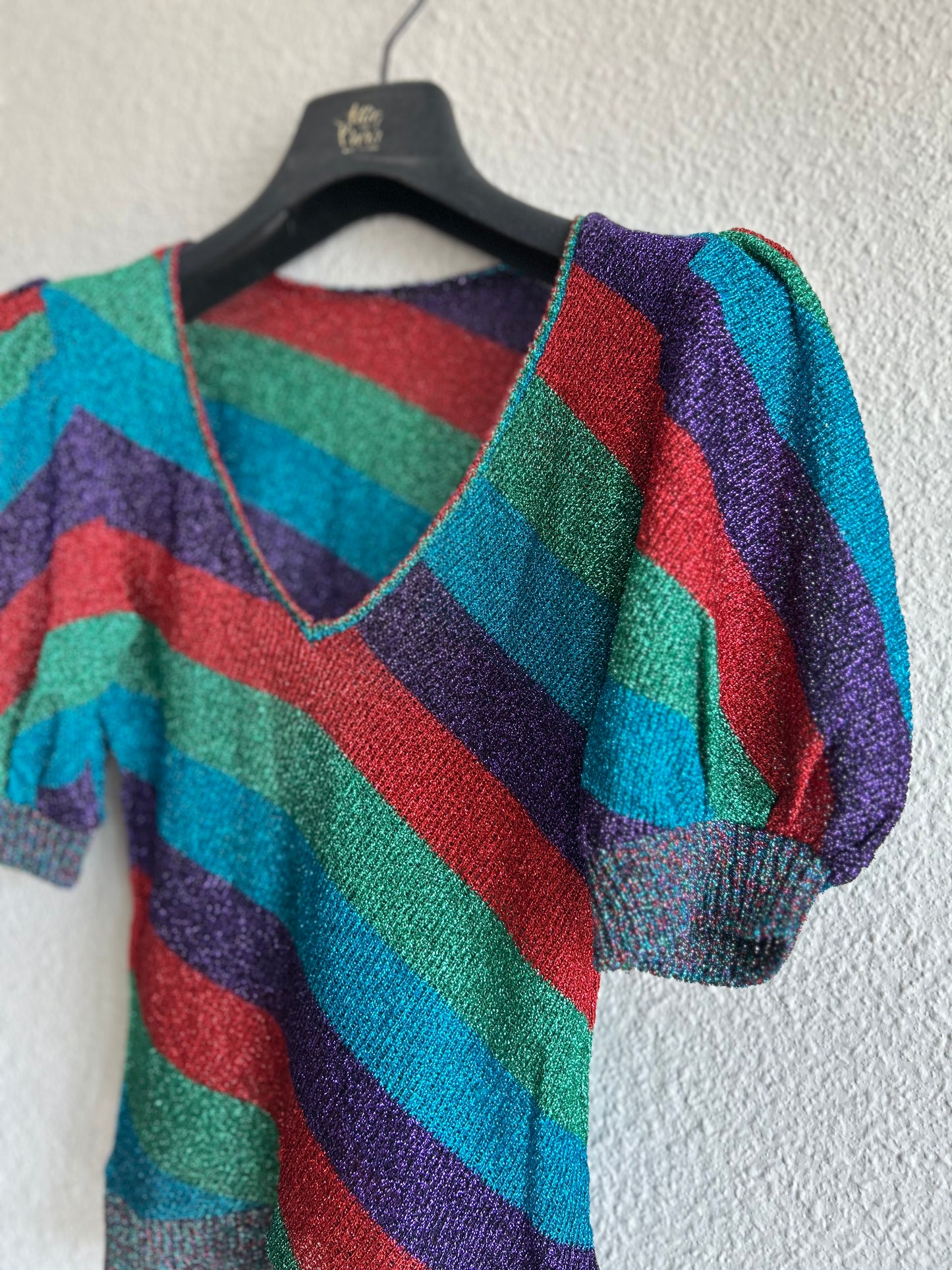 Multicolor glittery festival top