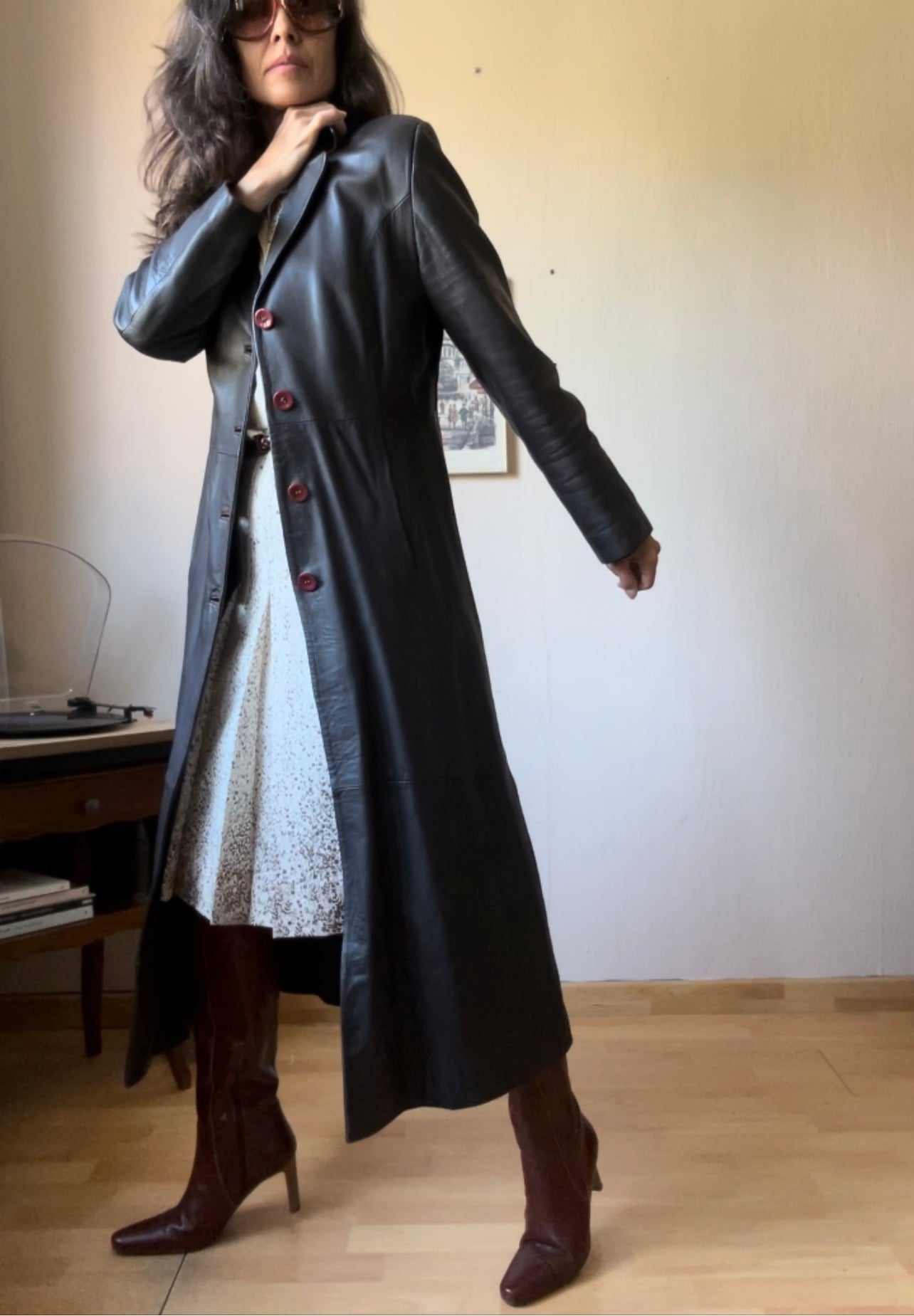 Vintage maxi leather coat