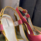 Emporio Armani Pink Suede & Mustard Yellow Leather Heeled Sandals (Size 37)