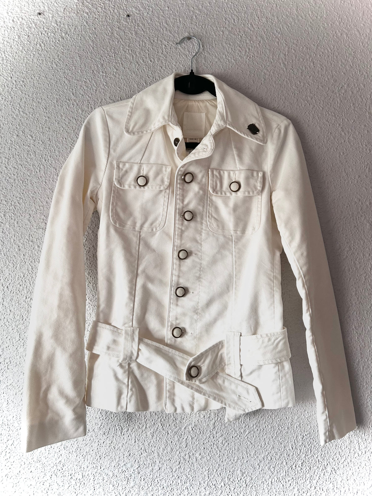 DIESEL Vintage White Belted Safari Canvas Jacket