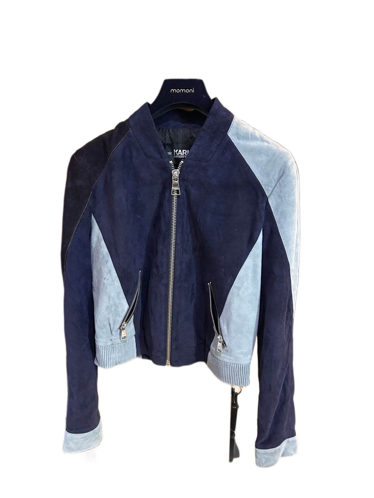 Karl Lagerfeld Colorblock Suede Bomber Jacket - EU 34 / FR 36 / IT 40⁠