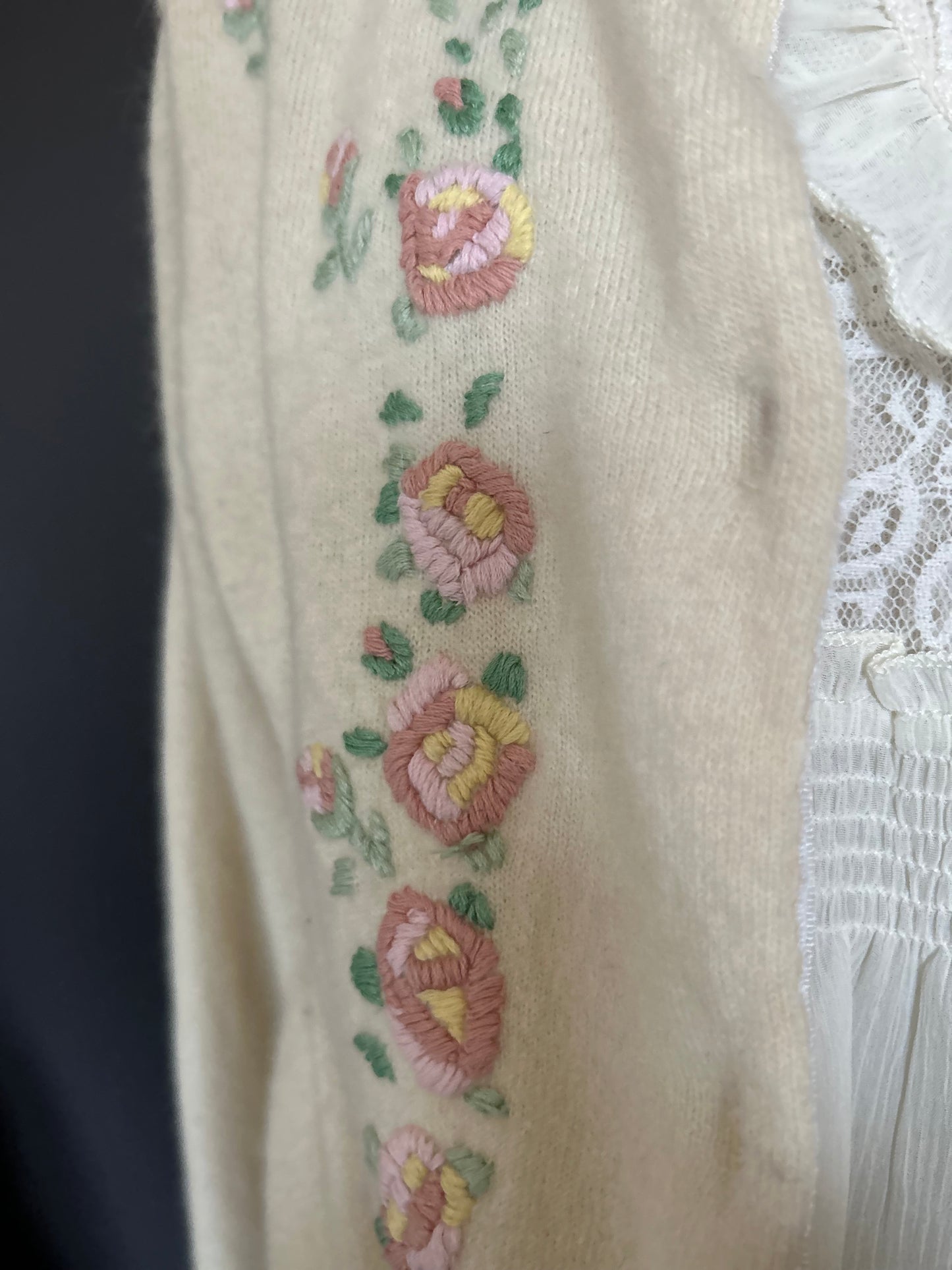 Embroidered wool cardigan