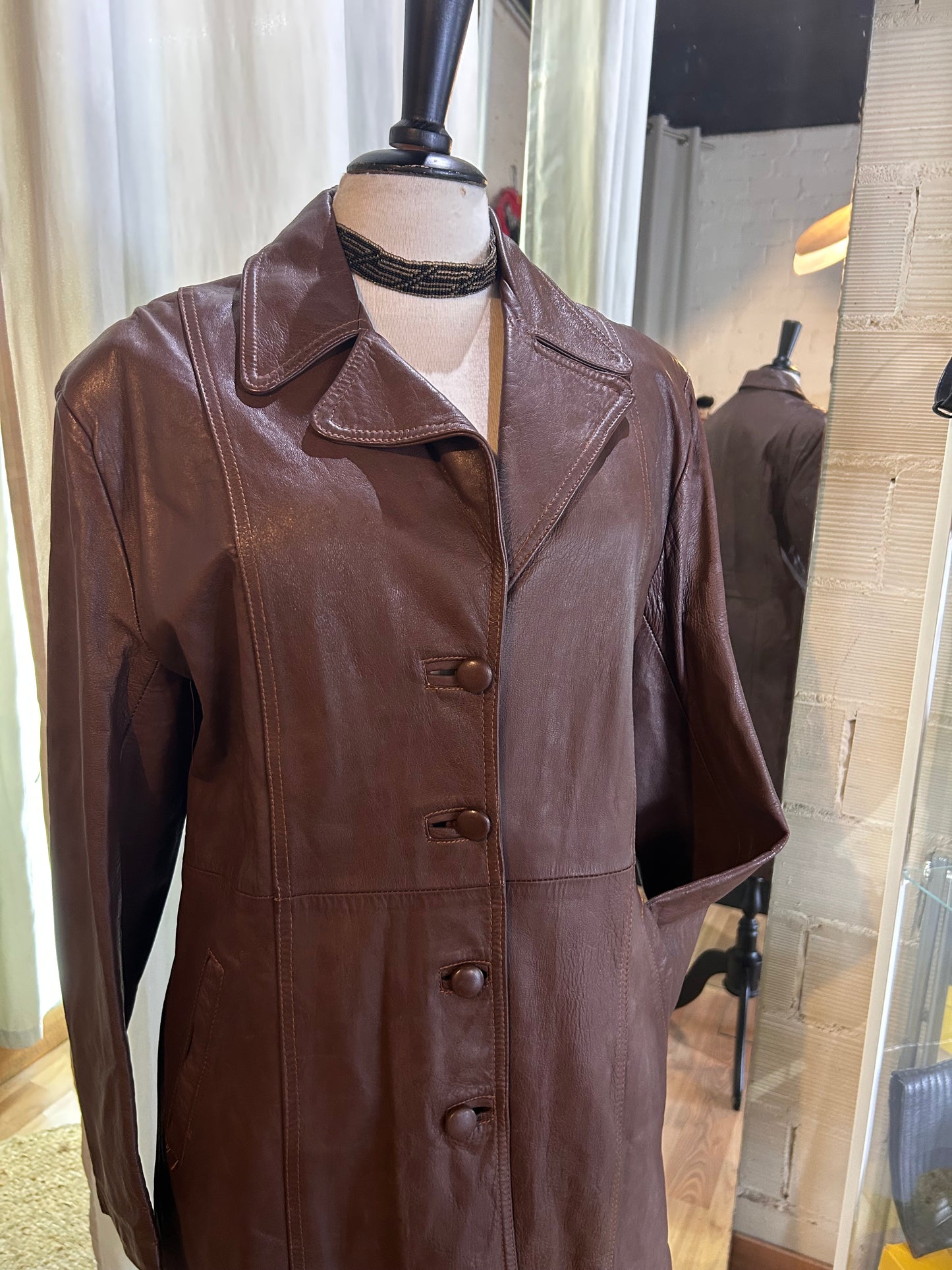 70s leather trench coat