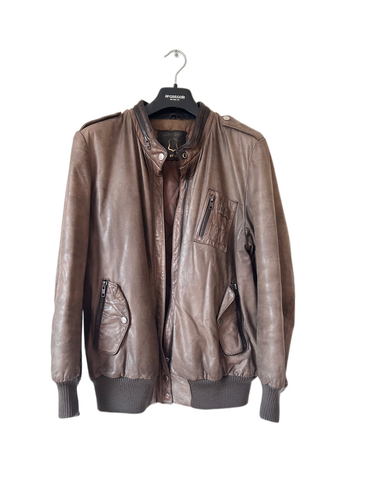80s leather flight bomber jacket