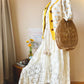 Flower embroidered straw bag