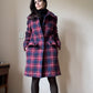 Checkered wool winter coat