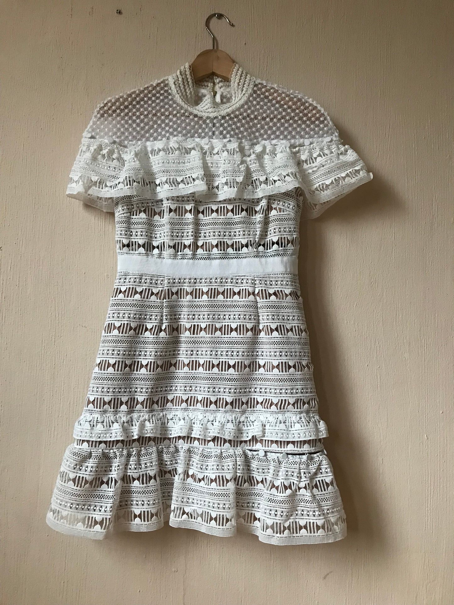Self-Portrait guipure lace mini dress