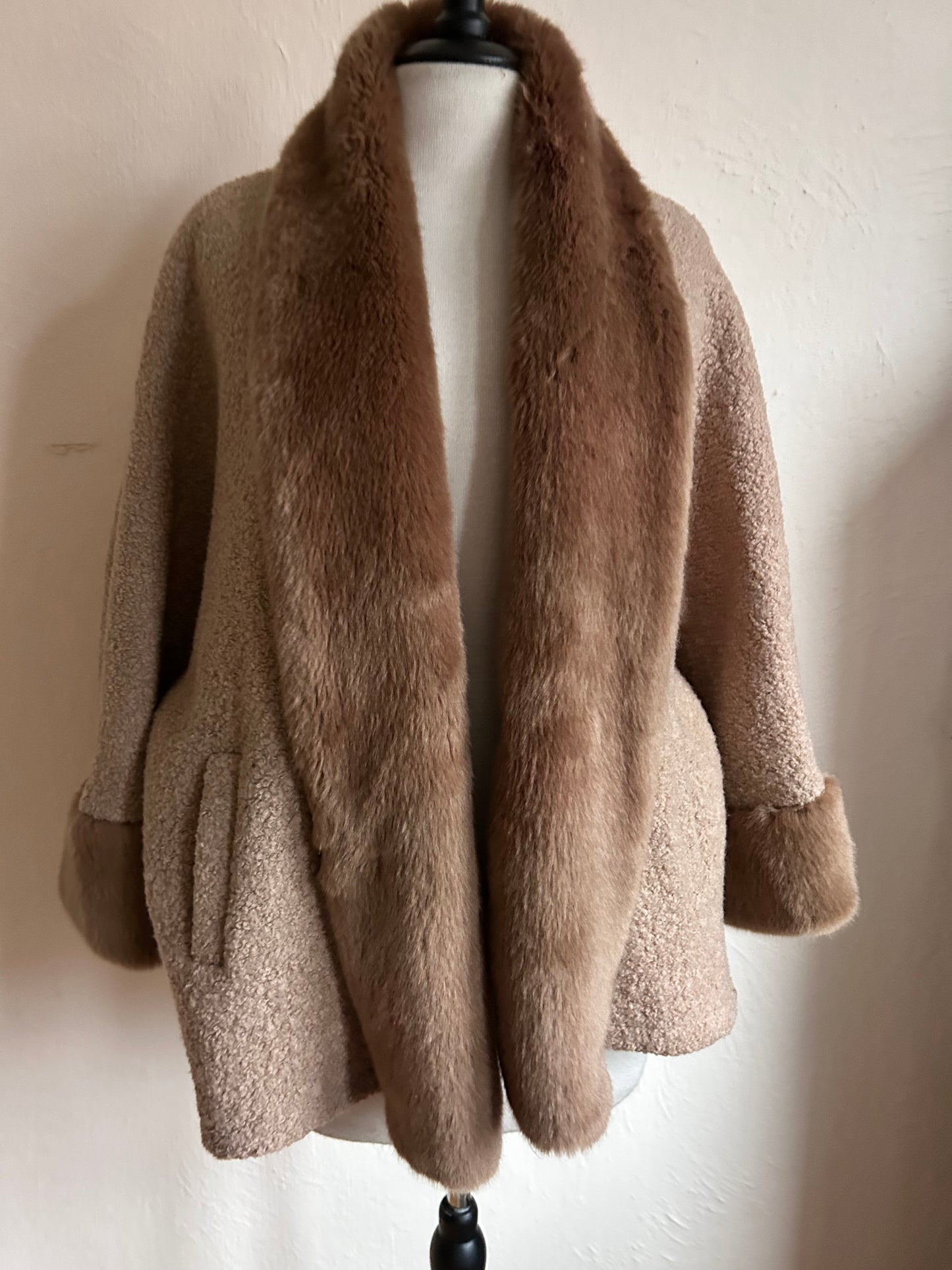 Faux fur & wool coat